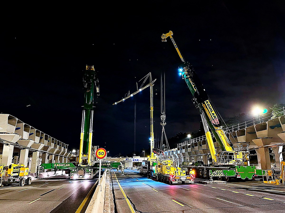 Sieben Liebherr-Krane beim Bau des neuen Parque Ventas in Madrid