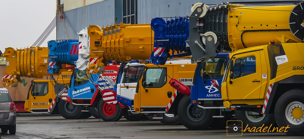 some cranes at the parking lot in Port Bremerhaven