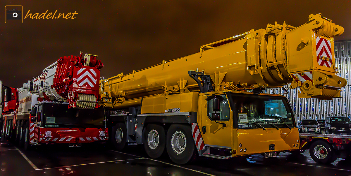 waiting to get to the parking lot: Liebherr LTM 1450-8.1 and LTM 1300-6.2