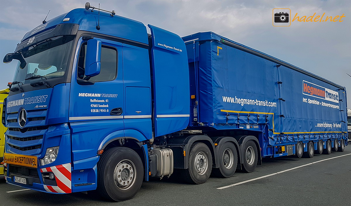 Mercedes-Benz Actros SLT from Hegmann with a 6 axle Meusburger trailer