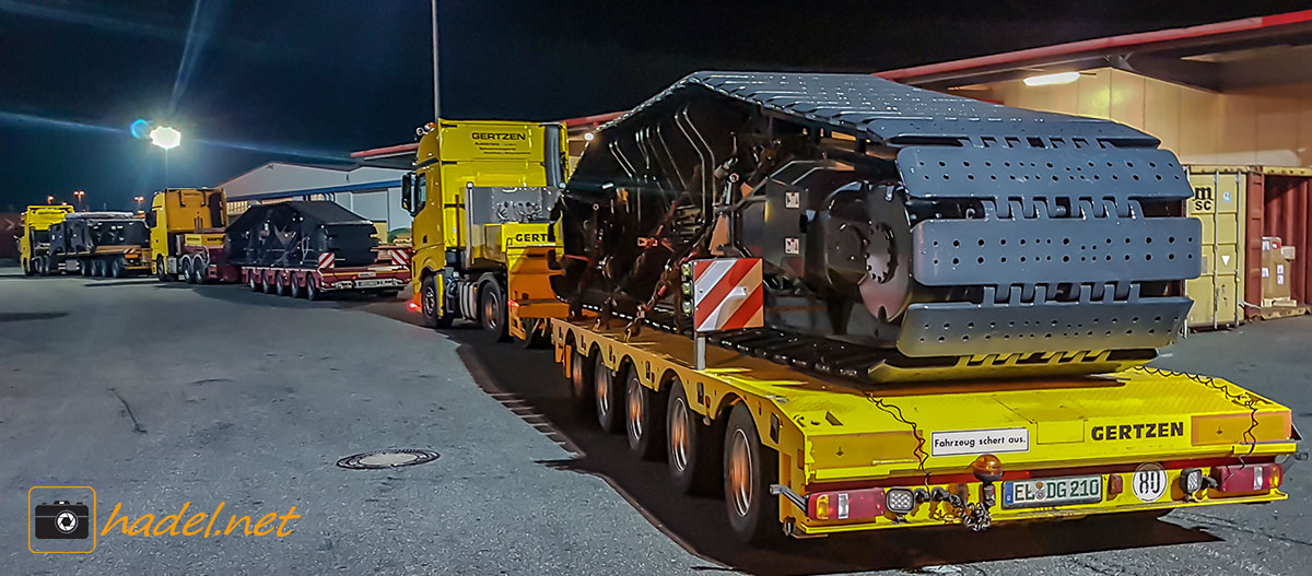 some loaded heavy haulage trucks