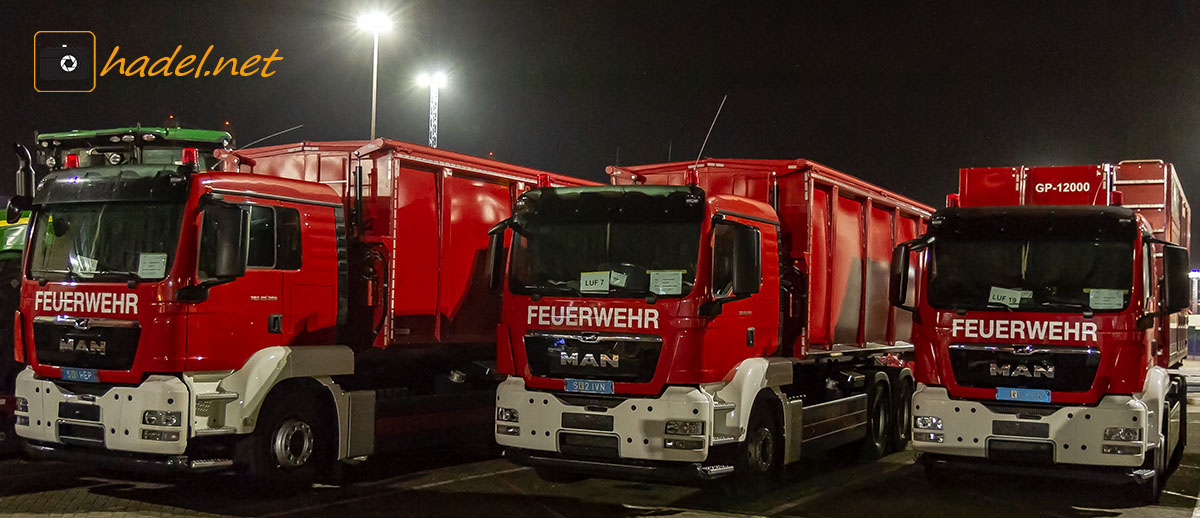 MAN TGS 26.360 fire trucks from LUF GmbH (Austria) "Feuerwehr" on the way to Shanghai